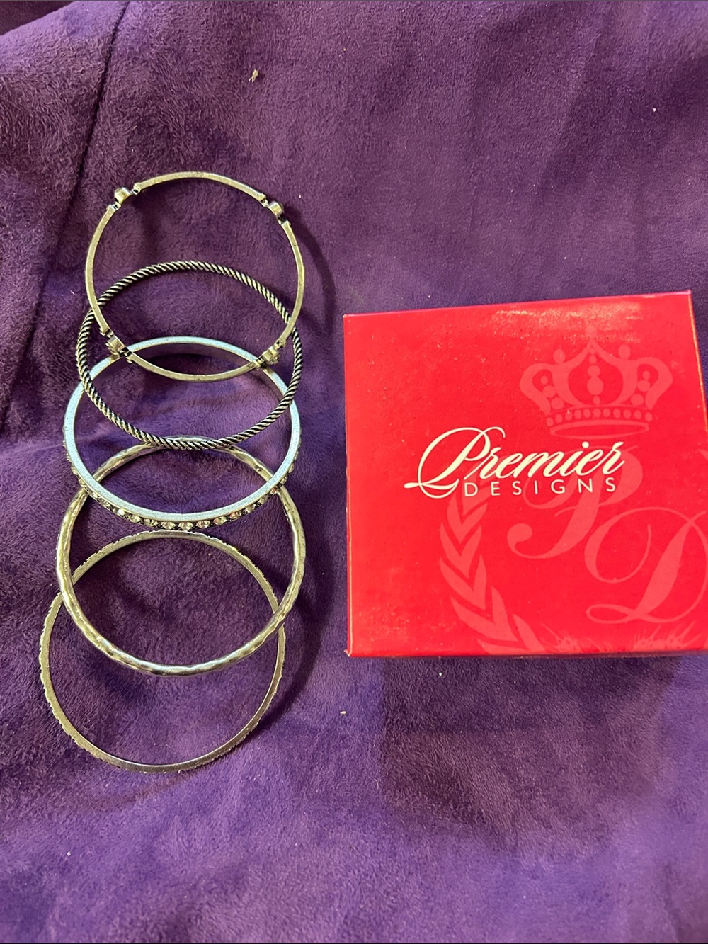 Premier Designs Silver-Tone Mixed Bangle Bracelet Set